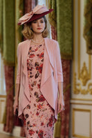 Load image into Gallery viewer, 2 Piece Dusty Rose Bodycon Floral Midi Mother of the Bride Dress with Jacket