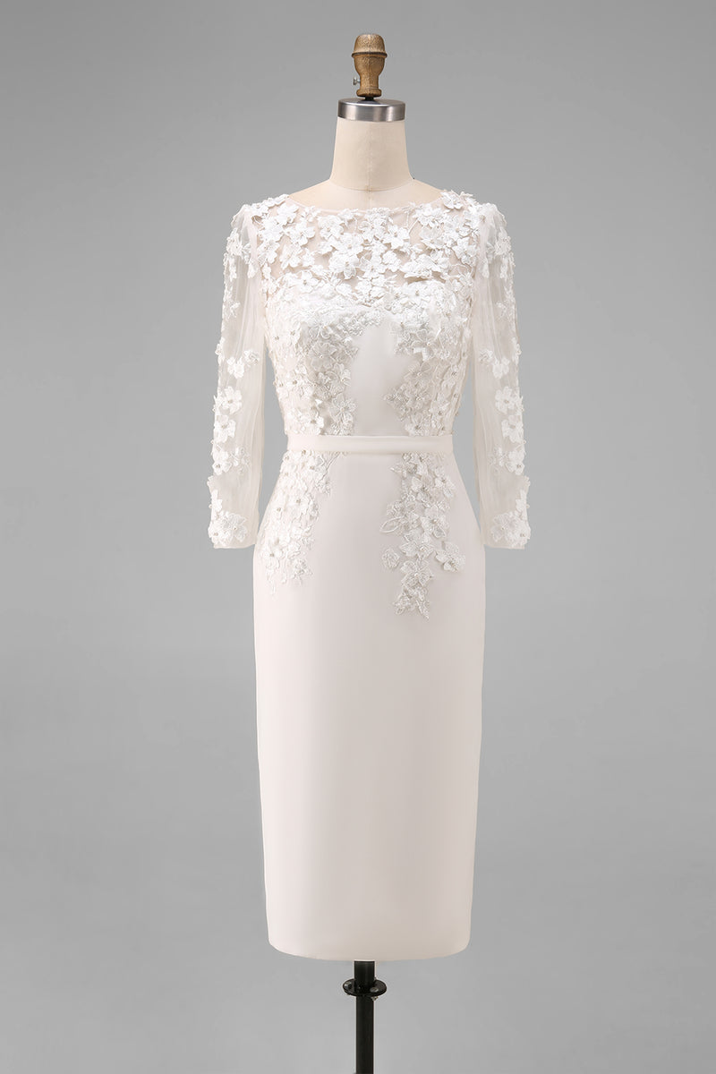 Load image into Gallery viewer, Dusty Rose Floral Bodycon Midi Mother of the Bride Dress with Sleeves