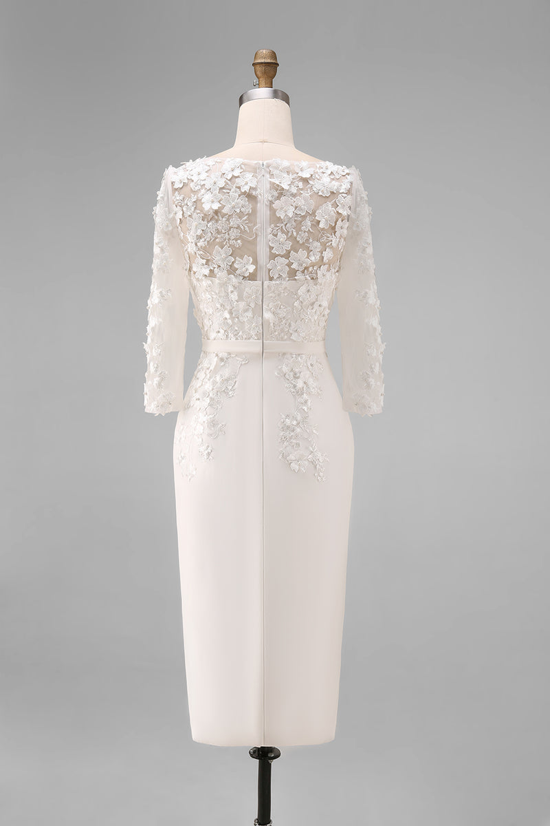 Load image into Gallery viewer, Dusty Rose Floral Bodycon Midi Mother of the Bride Dress with Sleeves