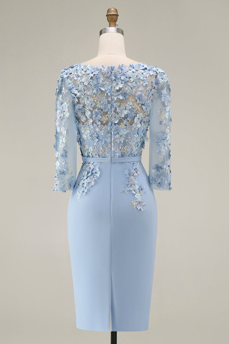 Load image into Gallery viewer, Dusty Rose Floral Bodycon Midi Mother of the Bride Dress with Sleeves