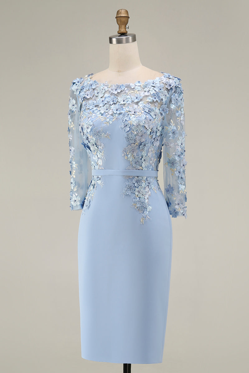 Load image into Gallery viewer, Dusty Rose Floral Bodycon Midi Mother of the Bride Dress with Sleeves