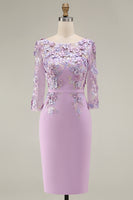 Load image into Gallery viewer, Dusty Rose Floral Bodycon Midi Mother of the Bride Dress with Sleeves