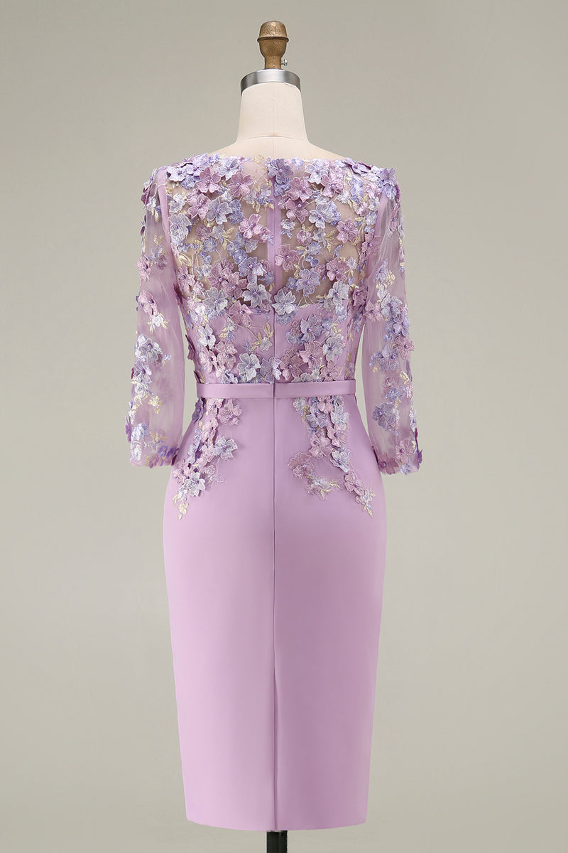 Load image into Gallery viewer, Dusty Rose Floral Bodycon Midi Mother of the Bride Dress with Sleeves