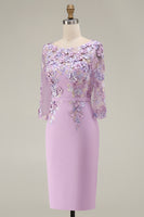 Load image into Gallery viewer, Dusty Rose Floral Bodycon Midi Mother of the Bride Dress with Sleeves