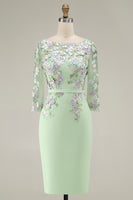 Load image into Gallery viewer, Dusty Rose Floral Bodycon Midi Mother of the Bride Dress with Sleeves