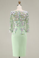 Load image into Gallery viewer, Dusty Rose Floral Bodycon Midi Mother of the Bride Dress with Sleeves