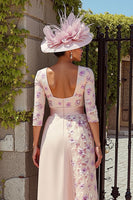 Load image into Gallery viewer, Bateau Neck Dusty Rose Midi Mother of the Bride Dress with Sleeves