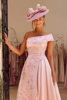 Load image into Gallery viewer, Dusty Rose Jacquard A-Line Midi Mother of the Bride Dress
