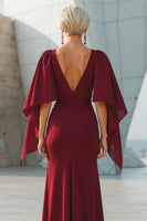 Load image into Gallery viewer, Sparkly Burgundy Long Mermaid Mother of the Bride Dress with Cape