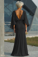 Load image into Gallery viewer, Silver Satin Long Mermaid Mother of the Bride Dress with Sleeves