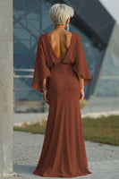 Load image into Gallery viewer, Silver Satin Long Mermaid Mother of the Bride Dress with Sleeves