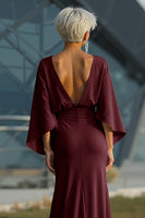 Load image into Gallery viewer, Silver Satin Long Mermaid Mother of the Bride Dress with Sleeves