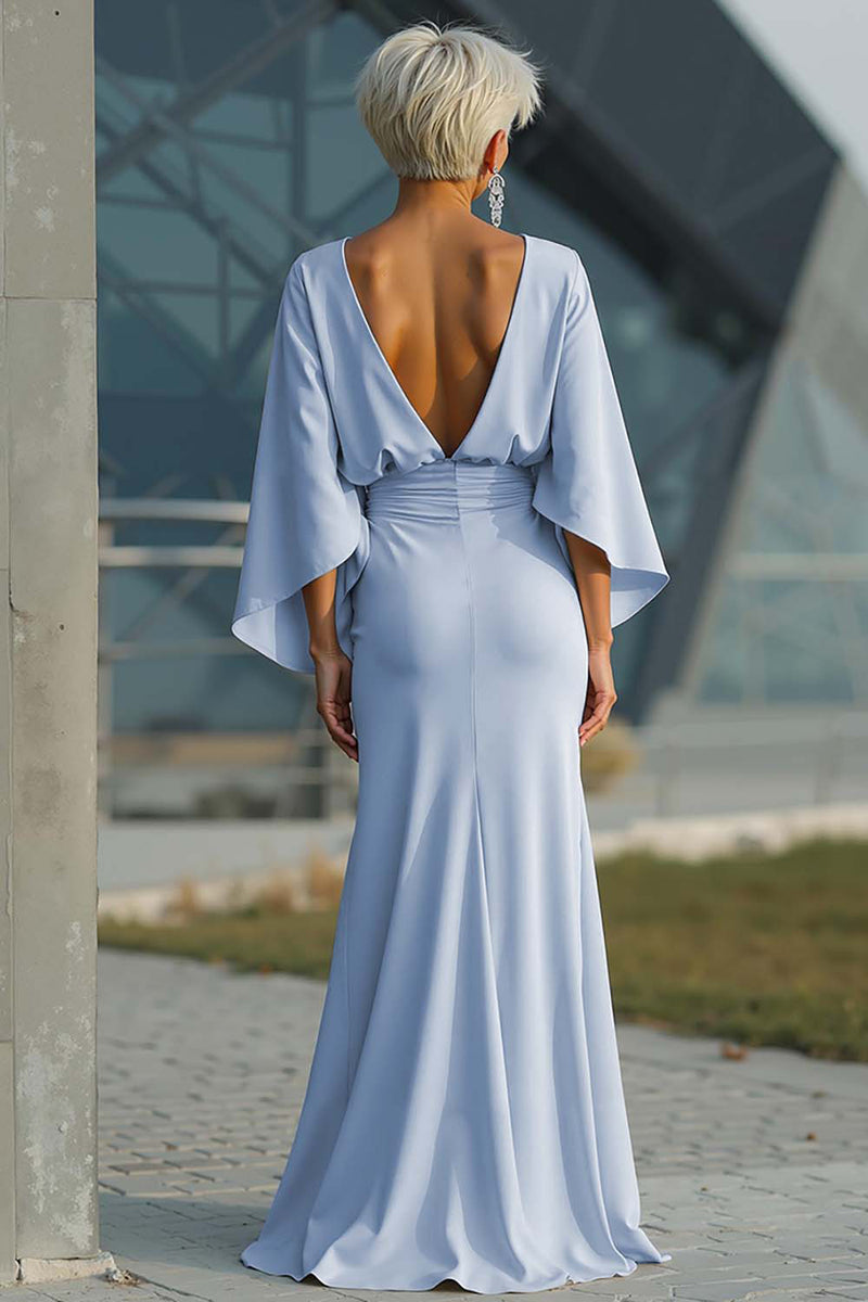 Queendancer Women Silver Maxi Mother of the Bride Dress with Sleeves Satin Boat Neck Ruched Mermaid Wedding Guest Dress with Pockets queendanceruk Queendancer Women Silver Maxi Mother of the Bride Dress with Sleeves Satin Boat Neck Ruched Mermaid Wedding Guest Dress with Pockets queendanceruk