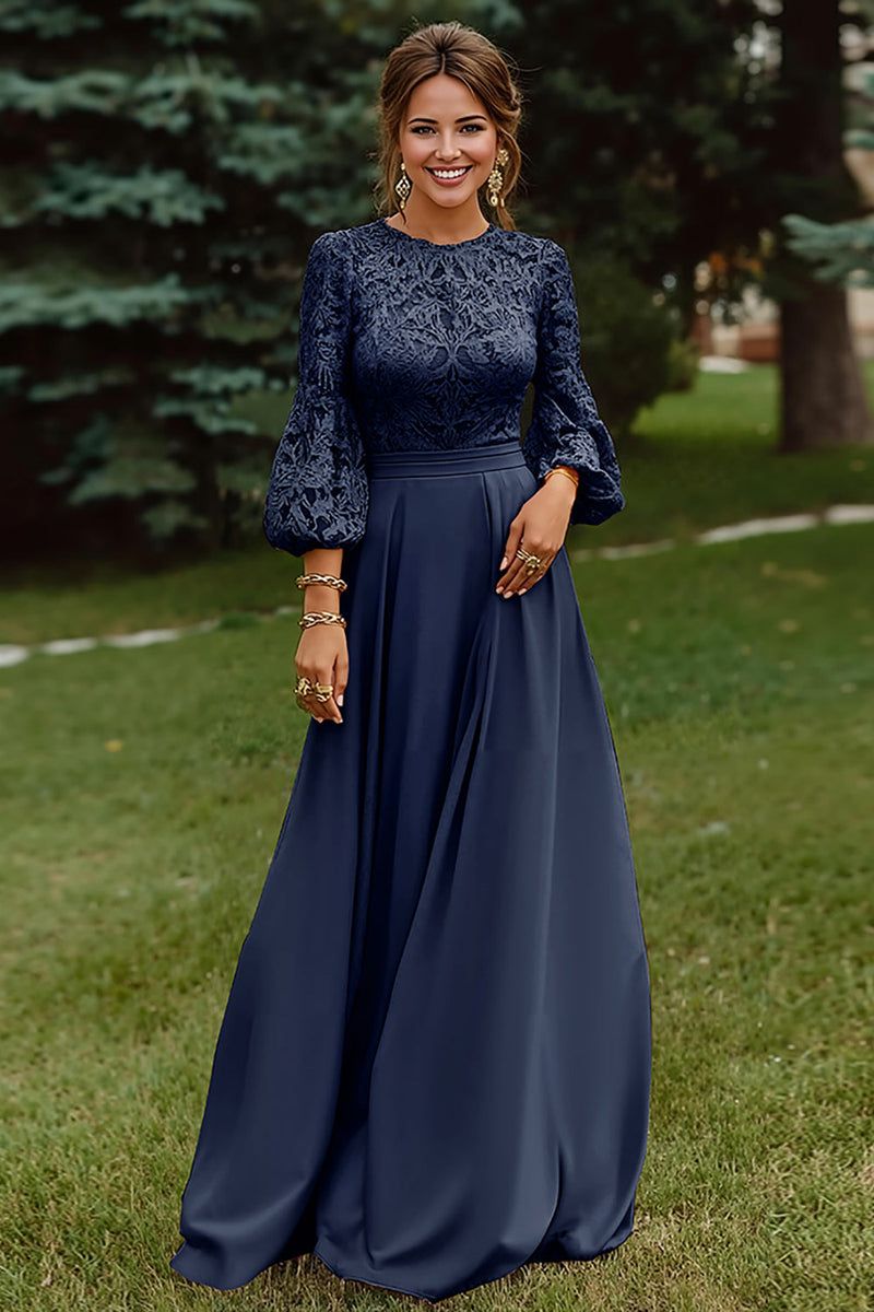 Load image into Gallery viewer, Dusty Rose A Line Long Sleeves Floor Length Mother of the Bride Dress