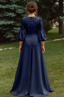 Load image into Gallery viewer, Dusty Rose A Line Long Sleeves Floor Length Mother of the Bride Dress
