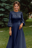 Load image into Gallery viewer, Dusty Rose A Line Long Sleeves Floor Length Mother of the Bride Dress