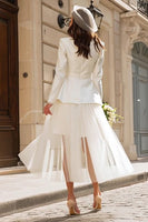 Load image into Gallery viewer, 2 Piece Ivory Peak Lapel Blazer Wedding Outfits
