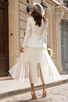 2 Piece Ivory Peak Lapel Blazer Wedding Outfits