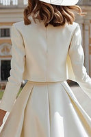 Load image into Gallery viewer, 2 Piece Ivory Boat Neck Satin Midi Wedding Dress with Jacket