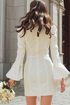 Ivory Flare Sleeves Shawl Lapel Bodycon Short Blazer Wedding Dress