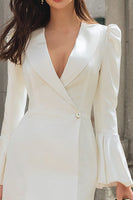 Load image into Gallery viewer, Ivory Flare Sleeves Shawl Lapel Bodycon Short Blazer Wedding Dress