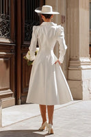 Load image into Gallery viewer, Ivory Shawl Lapel Single Breasted Midi Blazer Wedding Dress