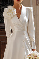 Load image into Gallery viewer, Ivory Shawl Lapel Single Breasted Midi Blazer Wedding Dress