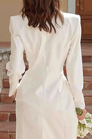 Load image into Gallery viewer, Ivory Shawl Lapel Satin Single Breasted Midi Blazer Wedding Dress