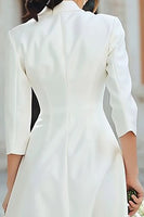Load image into Gallery viewer, Ivory Notched Lapel Satin A Line Short Blazer Wedding Dress with Sleeves