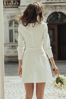Load image into Gallery viewer, Ivory Boat Neck Bodycon Short Wedding Dress with Buttons