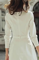 Load image into Gallery viewer, Ivory Boat Neck Bodycon Short Wedding Dress with Buttons