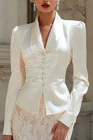 Load image into Gallery viewer, Ivory 2 Piece Shawl Lapel Satin Midi Wedding Outfits with Buttons