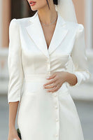 Load image into Gallery viewer, Ivory Notched Lapel Satin A Line Midi Blazer Wedding Dress