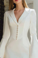 Load image into Gallery viewer, Ivory Bodycon Notched Lapel Short Blazer Wedding Dress with Sleeves