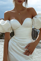 Load image into Gallery viewer, Ivory Bodycon Off the Shoulder Mini Wedding Dress