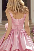 Load image into Gallery viewer, Princess Pink A Line Ruffled Long Prom Dress With Bow
