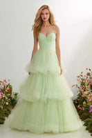Load image into Gallery viewer, Princess Light Green A Line Tulle Long Prom Dress with Ruffles