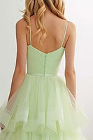 Load image into Gallery viewer, Princess Light Green A Line Tulle Long Prom Dress with Ruffles