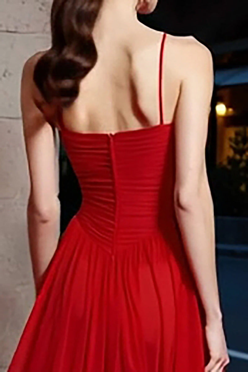 Load image into Gallery viewer, Red A-Line Long Tiered Gala Dress with Ruffles
