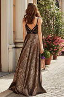 Load image into Gallery viewer, Brown Leopard Print A-Line Long Corset Prom Dress with Lace