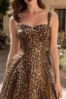 Load image into Gallery viewer, Brown Leopard Print A-Line Thick Straps Long Prom Dress