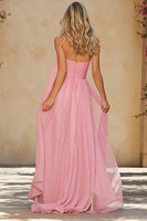 Load image into Gallery viewer, Pink Neck Scarf Sweetheart Long A Line Prom Dress