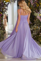 Load image into Gallery viewer, Lilac Neck Scarf A Line Sweetheart Long Prom Dress