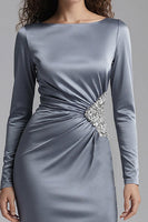 Load image into Gallery viewer, Sparkly Dusty Blue Beaded Mermaid Long Evening Dress with Slit