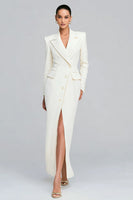Load image into Gallery viewer, Ivory Single Breasted Peak Lapel Sheath Long Sleeves Blazer Dress