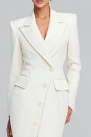 Load image into Gallery viewer, Ivory Single Breasted Peak Lapel Sheath Long Sleeves Blazer Dress