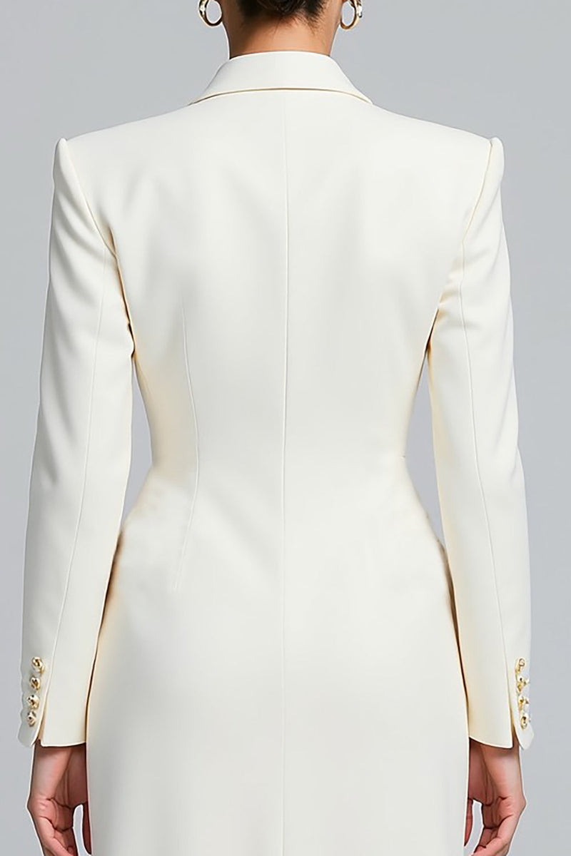 Load image into Gallery viewer, Ivory Single Breasted Peak Lapel Sheath Long Sleeves Blazer Dress