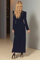 Load image into Gallery viewer, Navy Single Breasted Sheath Peak Lapel Long Blazer Dress with Slit