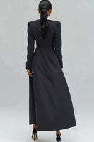 Load image into Gallery viewer, Black Notched Lapel Single Breasted Long Blazer Dress with Slit