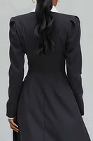 Load image into Gallery viewer, Black Notched Lapel Single Breasted Long Blazer Dress with Slit